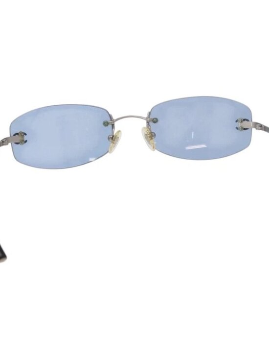 CHANEL Sunglasses metal Blue CC Auth 187883V main image 3